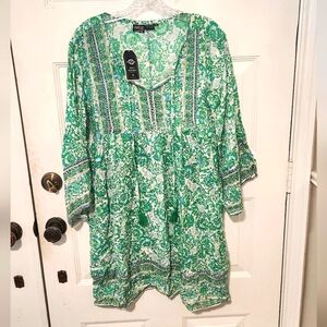 Ana-K Anandas Collection Women's Dress Size XL Natural Fiber Green NWT